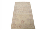 LoomBloom 3'x5' Hand Knotted Ivory Wool Afghan Transitional Oushak Design Oriental Area Rug